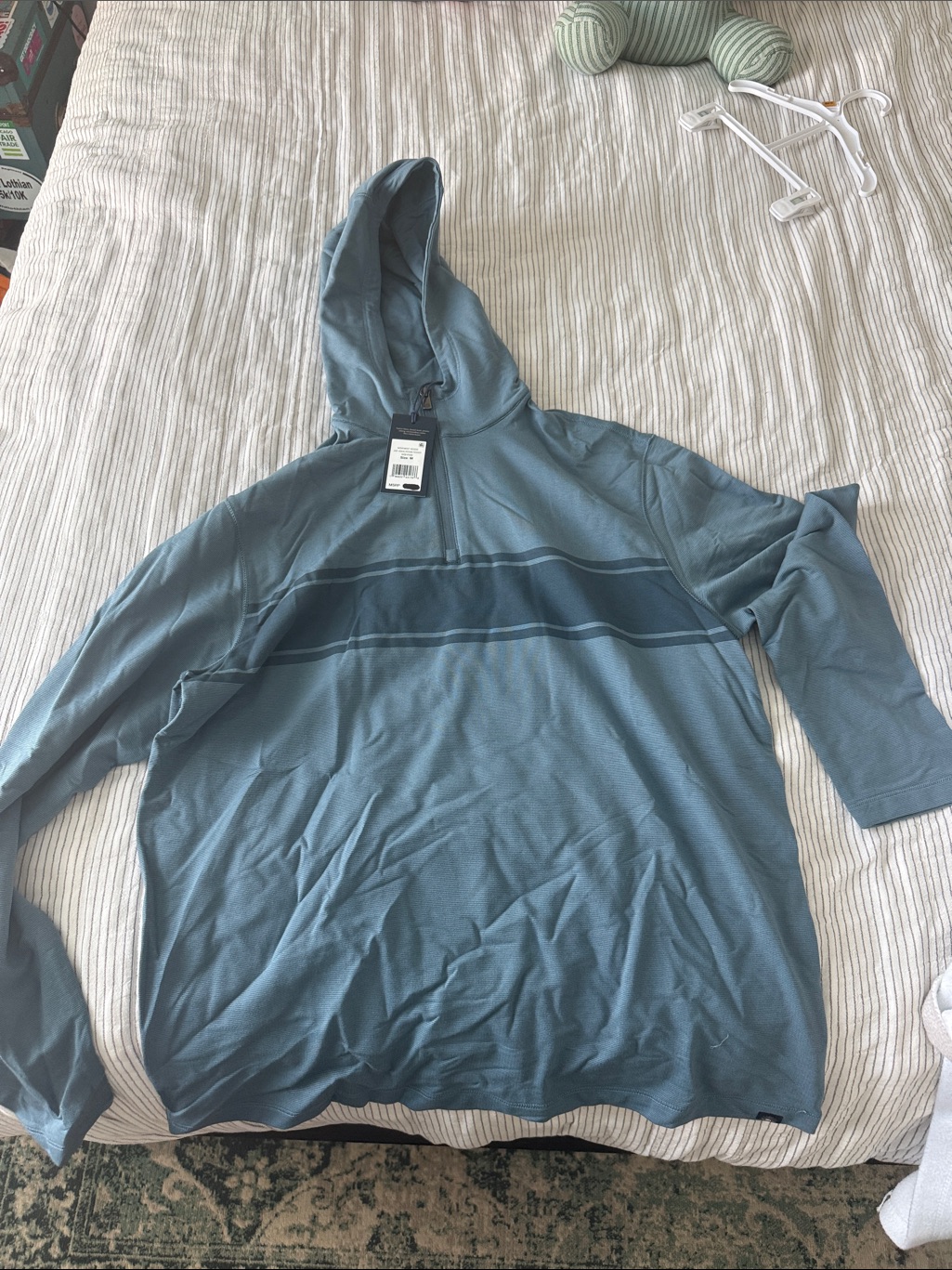 Faherty Light Teal Movement Hoodie Zip Sweatshirt With Dark Teal Label